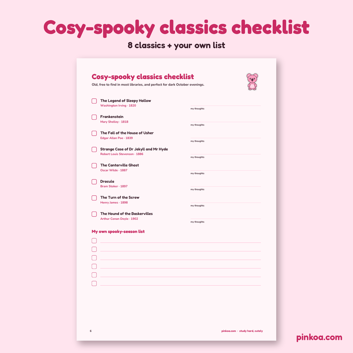 Spooky classics checklist