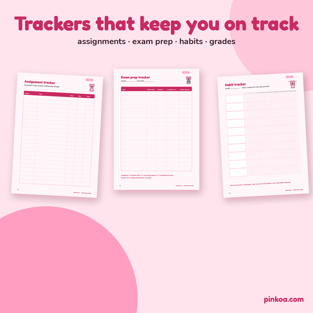 Habit and study trackers
