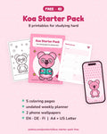 Free Koa Starter Pack: 5 coloring pages, undated weekly planner and 2 phone wallpapers