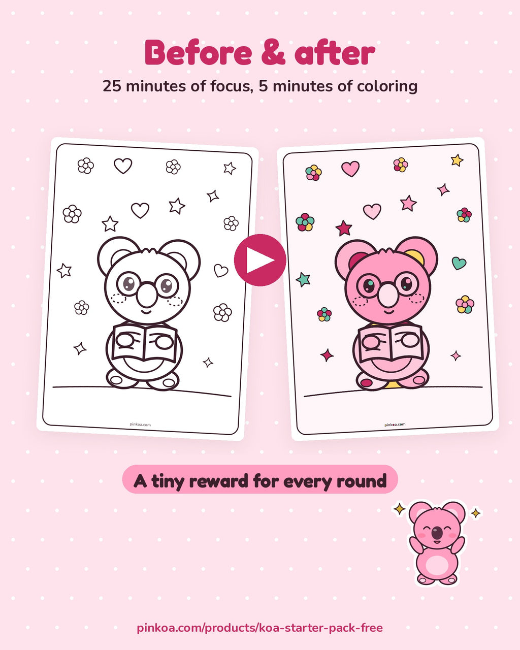 Koa coloring page before and after coloring