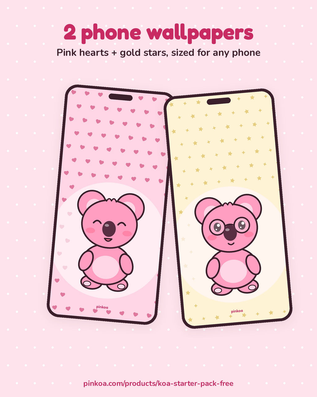 Two pink Koa phone wallpapers